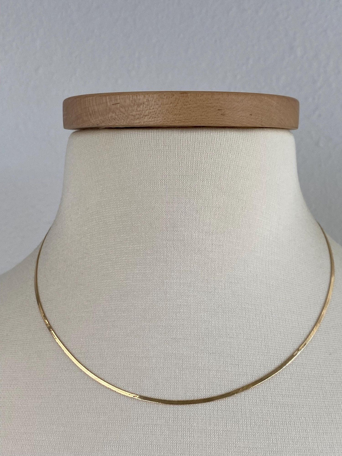 Vintage Solid 14k Yellow Gold Slim Flat Chain Necklace - 18 inches