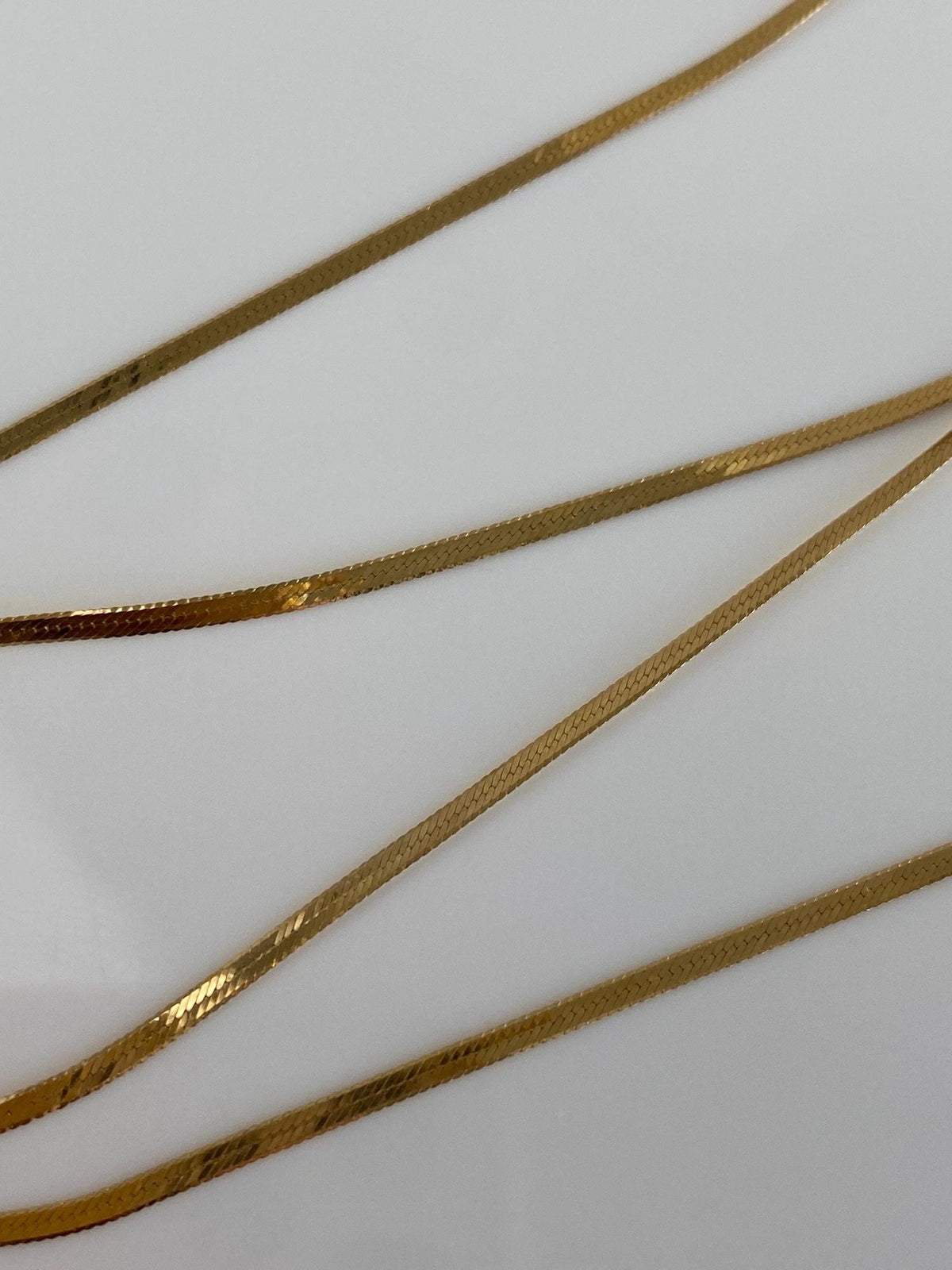 Vintage Solid 14k Yellow Gold Slim Flat Chain Necklace - 18 inches