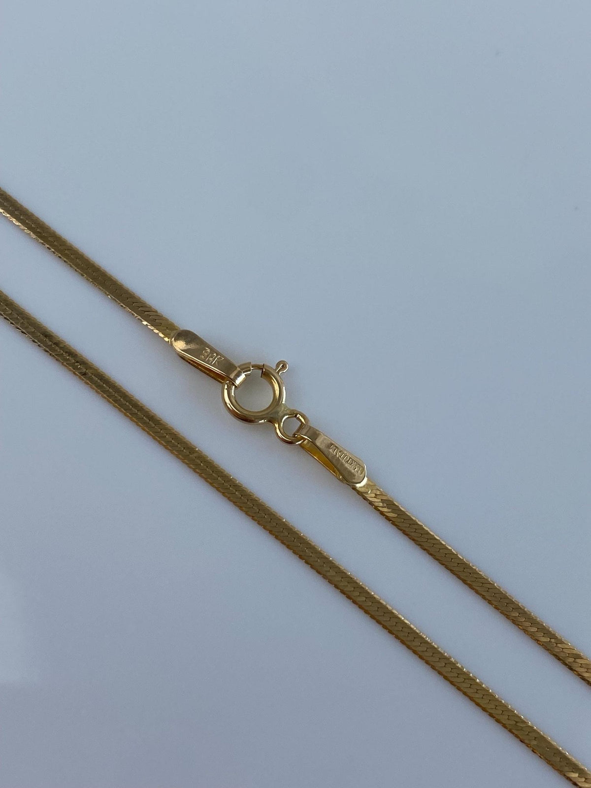 Vintage Solid 14k Yellow Gold Slim Flat Chain Necklace - 18 inches