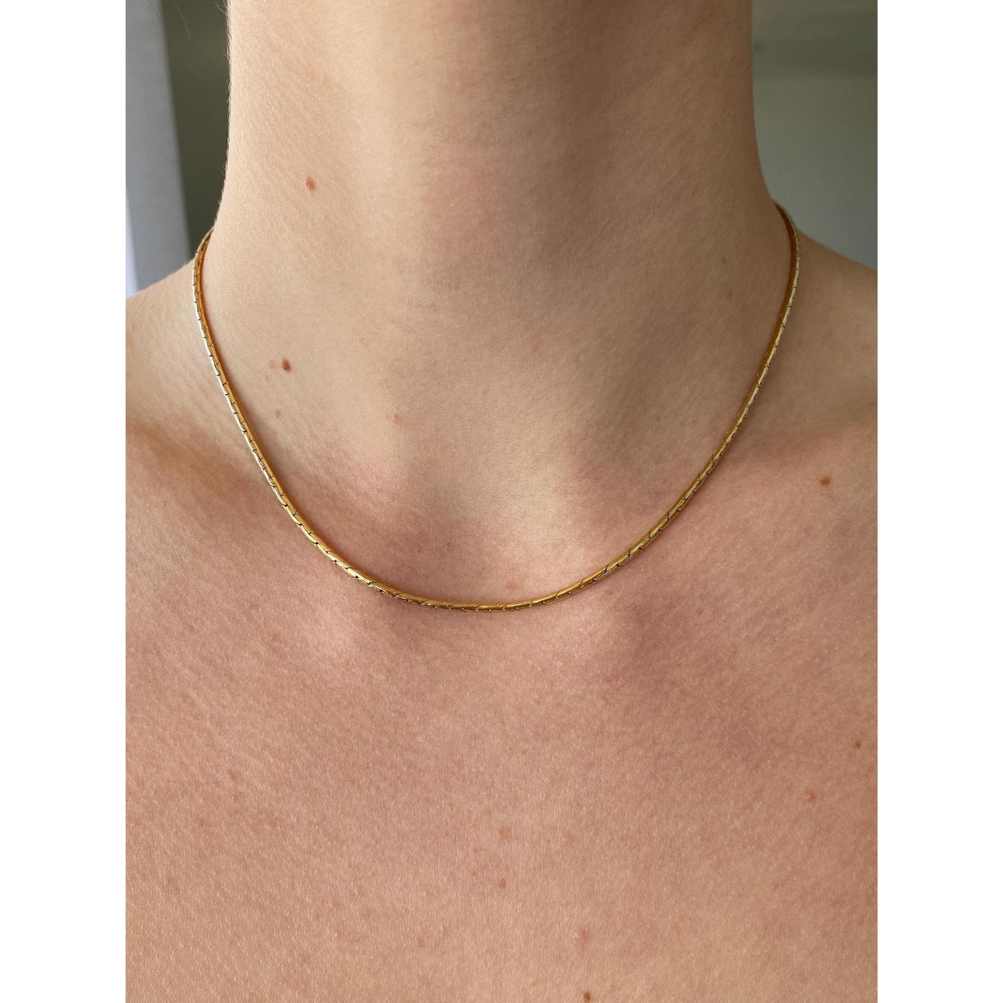 Vintage Solid 14k Yellow Gold Round Triangle Link Chain Necklace - 15.75 inches