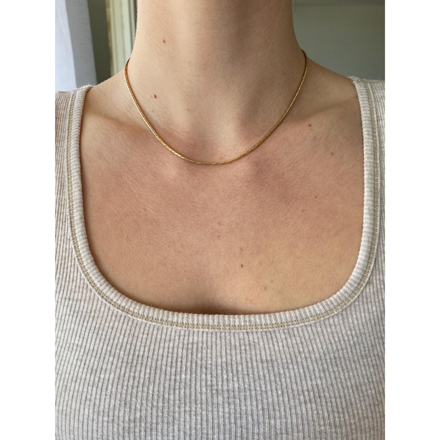 Vintage Solid 14k Yellow Gold Round Triangle Link Chain Necklace - 15.75 inches