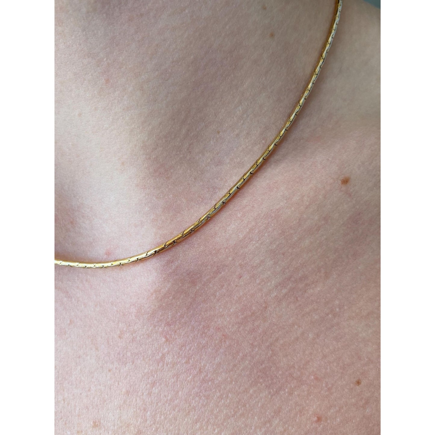 Vintage Solid 14k Yellow Gold Round Triangle Link Chain Necklace - 15.75 inches