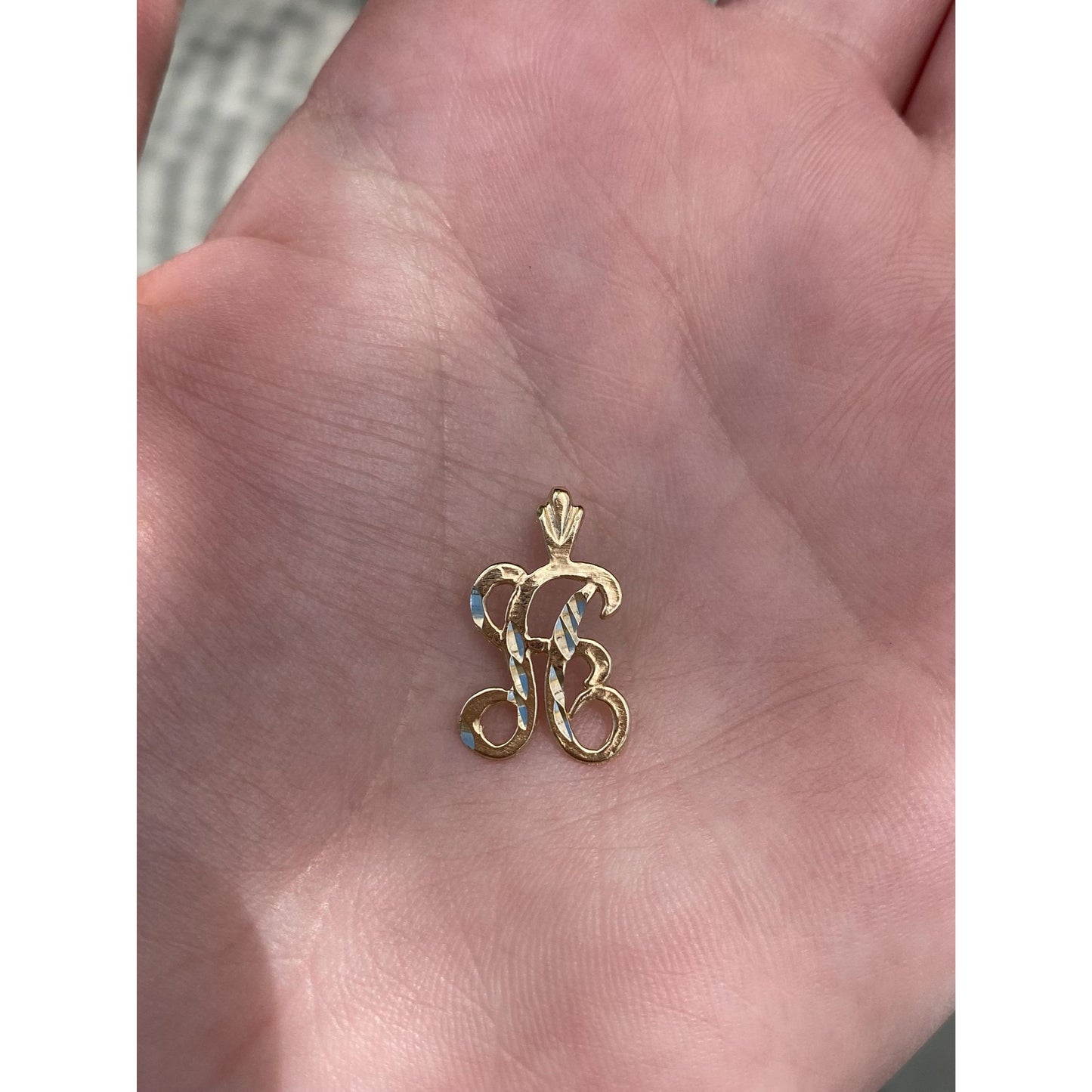 Solid 14k Yellow Gold Diamond Cut Initial 'A' Charm