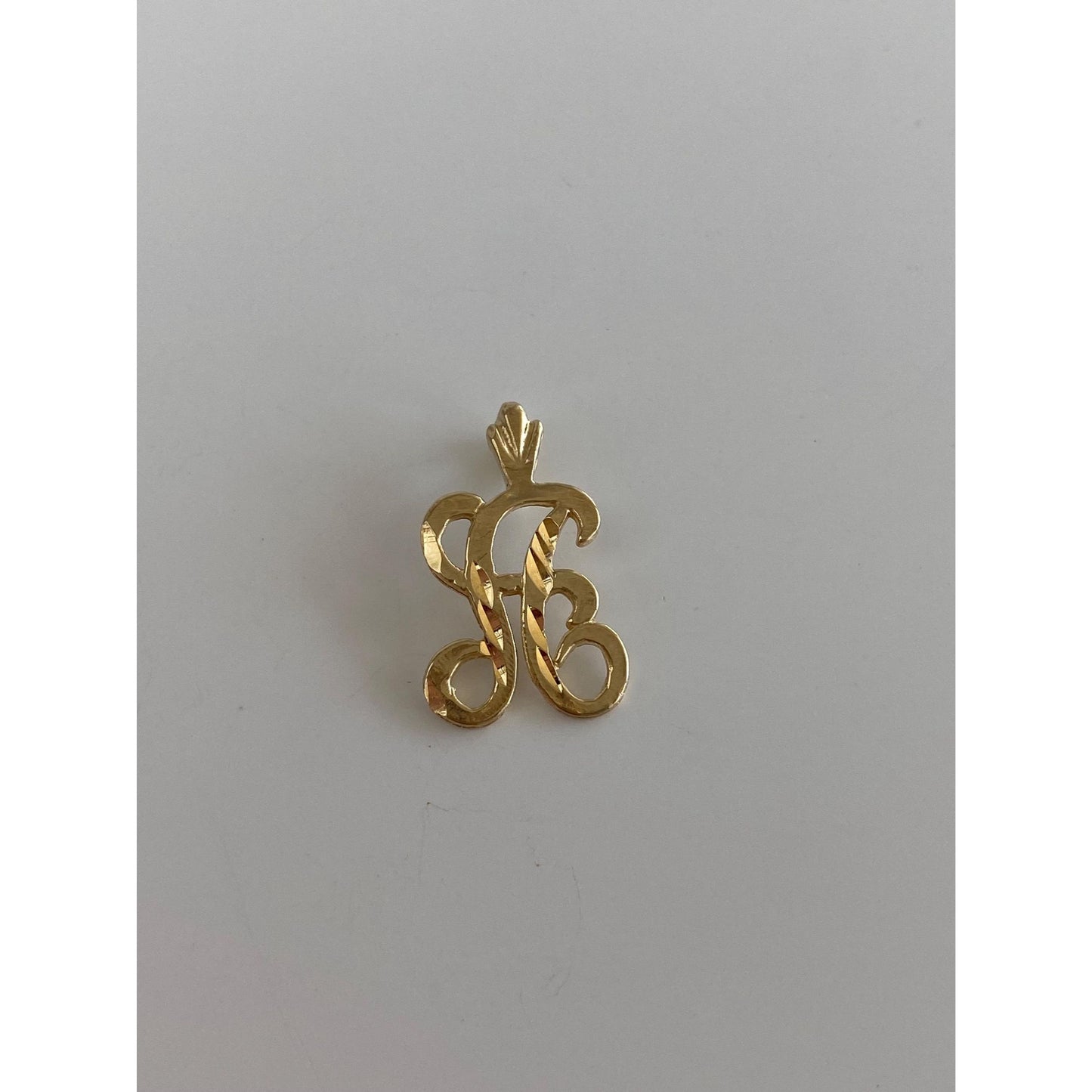 Solid 14k Yellow Gold Diamond Cut Initial 'A' Charm