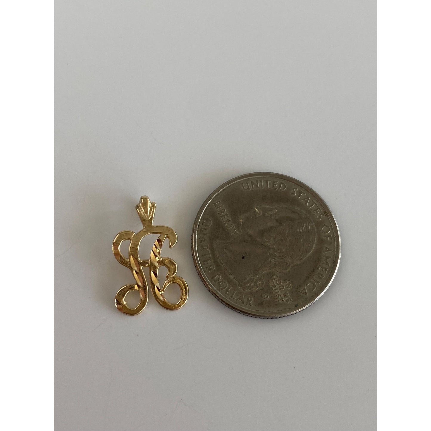 Solid 14k Yellow Gold Diamond Cut Initial 'A' Charm