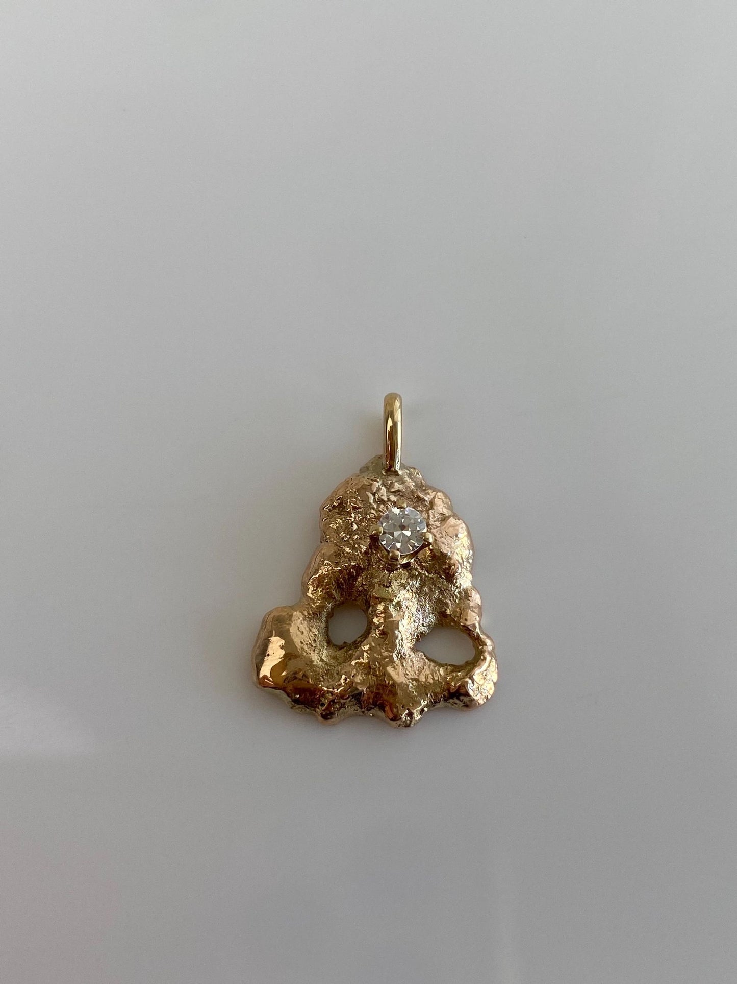 Vintage Solid 10k Yellow Gold Clear Cubic Zirconia Nugget Style Charm