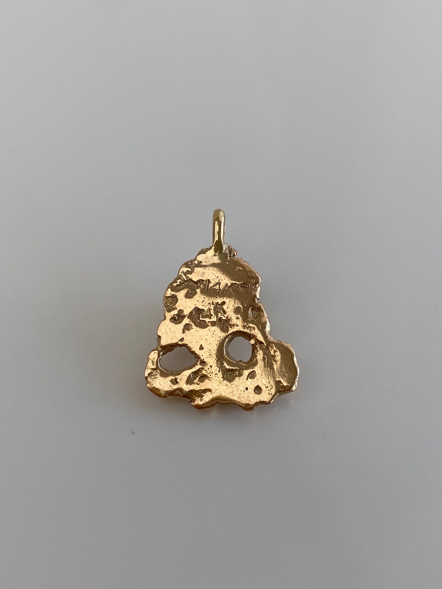 Vintage Solid 10k Yellow Gold Clear Cubic Zirconia Nugget Style Charm