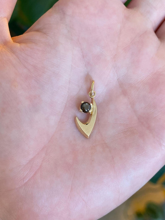 Vintage Solid 14k Yellow Gold Star Sapphire Charm
