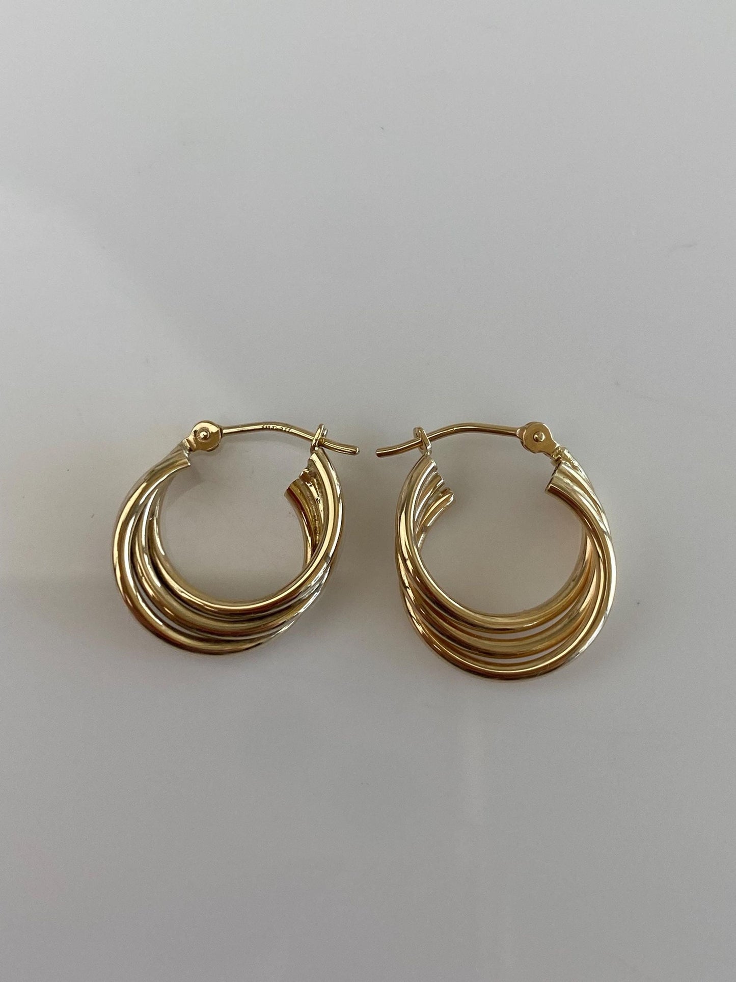 Vintage 14k Yellow Gold Layered Hoop Earrings