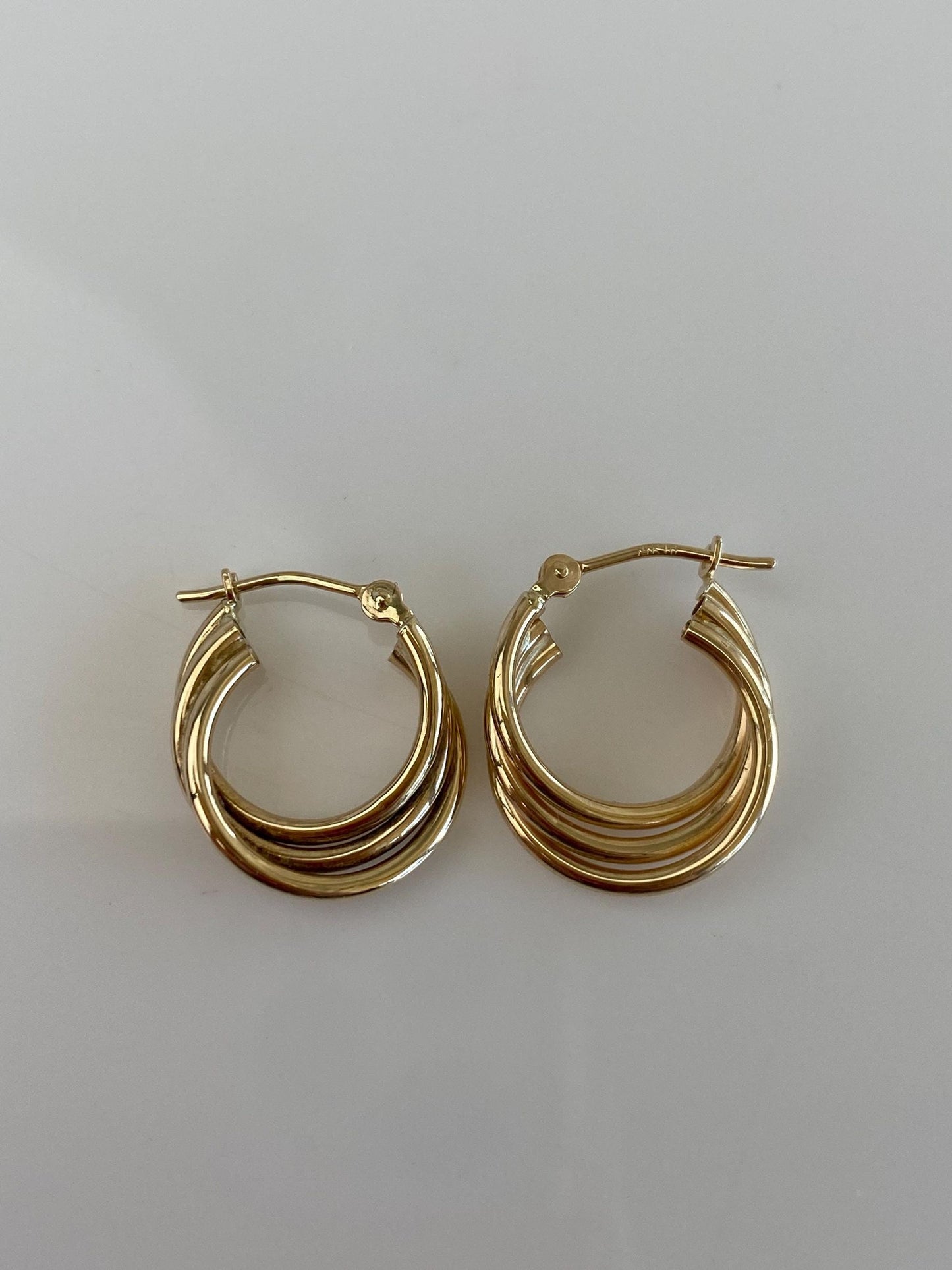 Vintage 14k Yellow Gold Layered Hoop Earrings