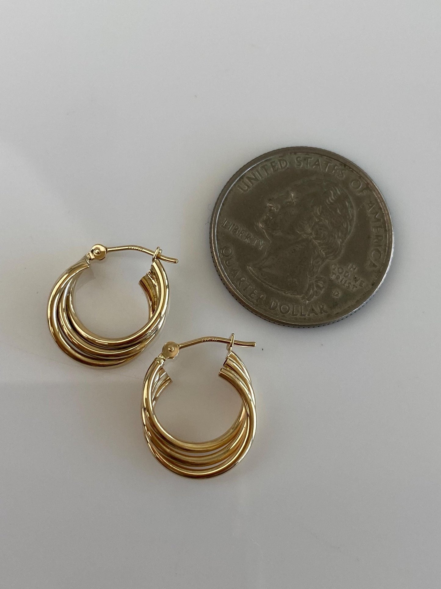 Vintage 14k Yellow Gold Layered Hoop Earrings