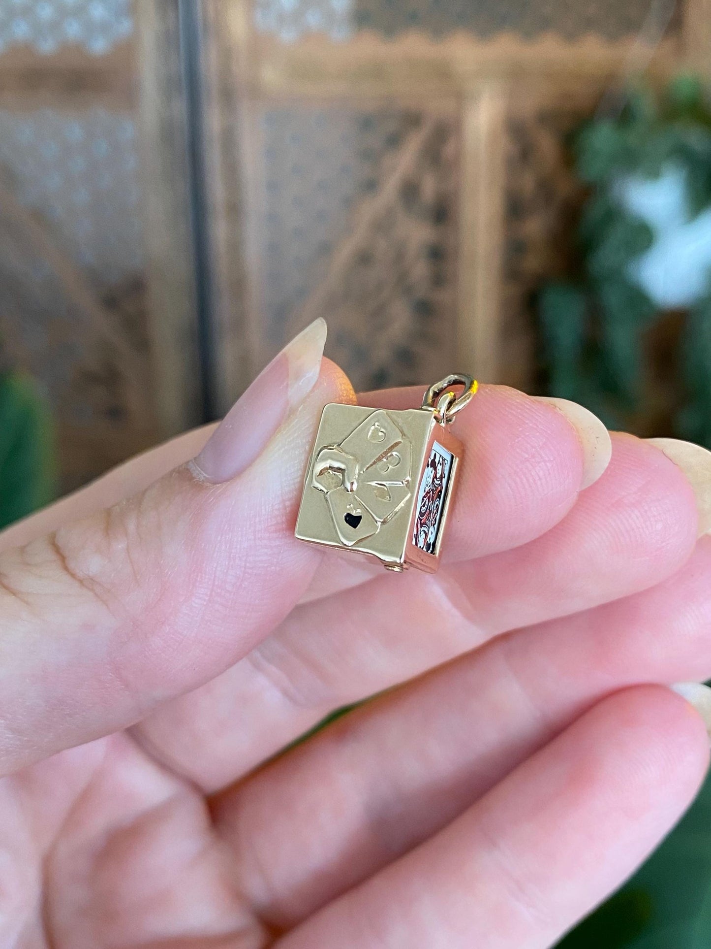 Vintage Solid 14k Yellow Gold Deck of Cards Box Charm