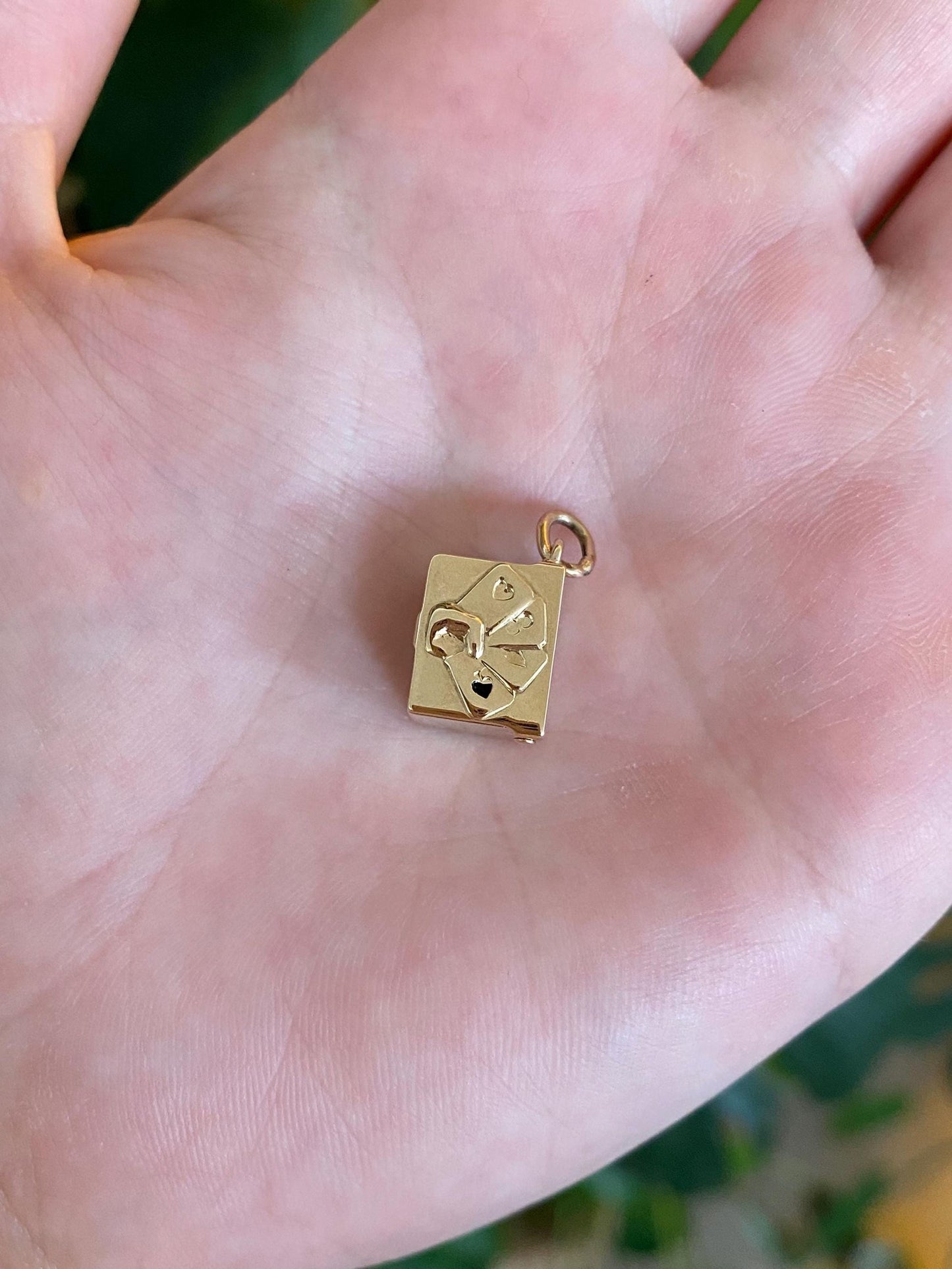 Vintage Solid 14k Yellow Gold Deck of Cards Box Charm