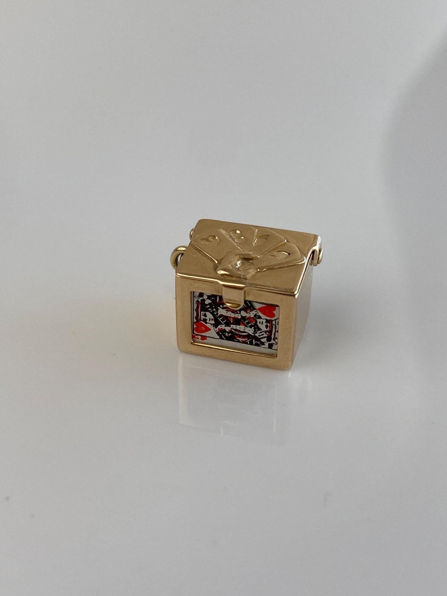 Vintage Solid 14k Yellow Gold Deck of Cards Box Charm