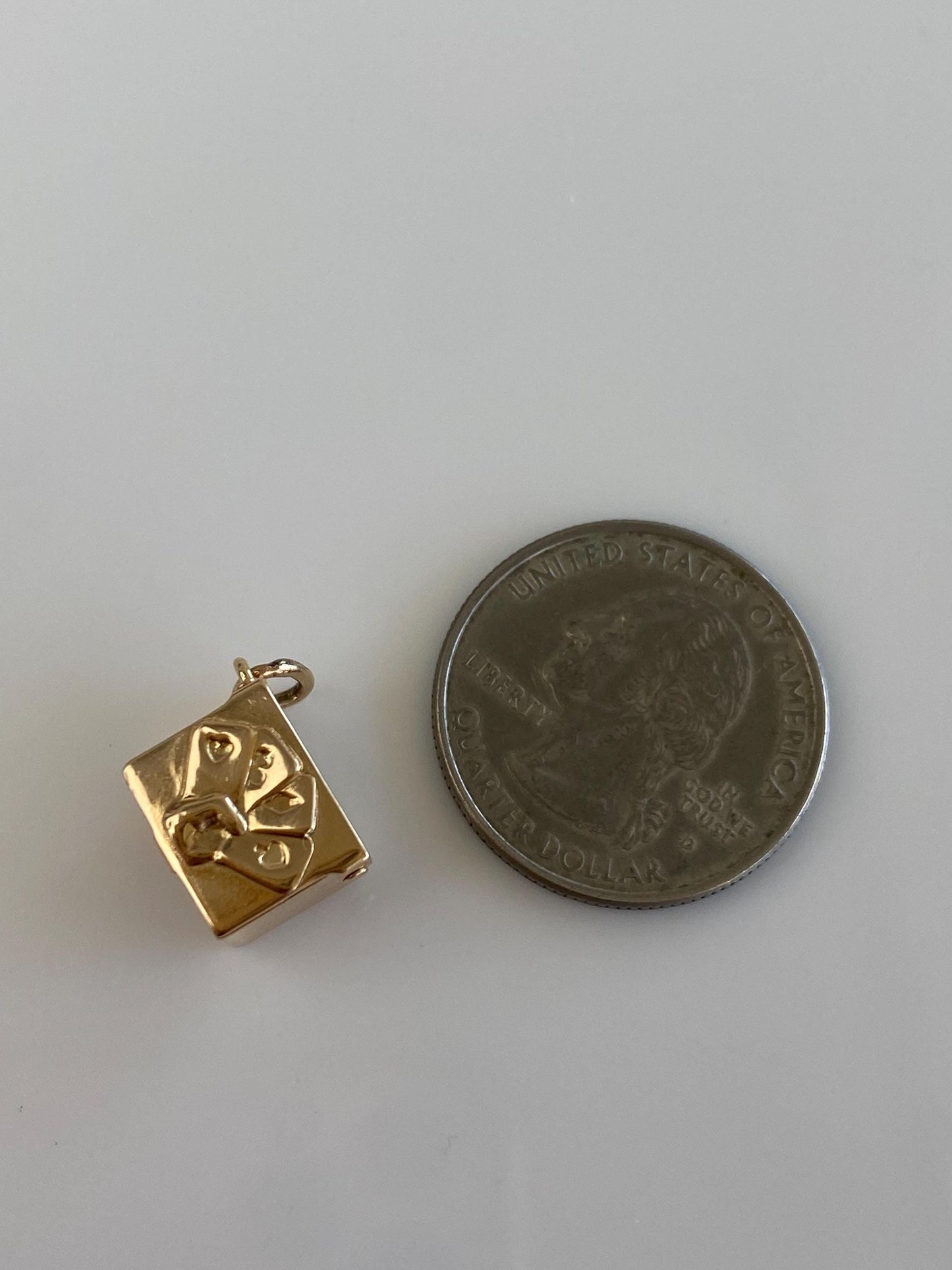 Vintage Solid 14k Yellow Gold Deck of Cards Box Charm
