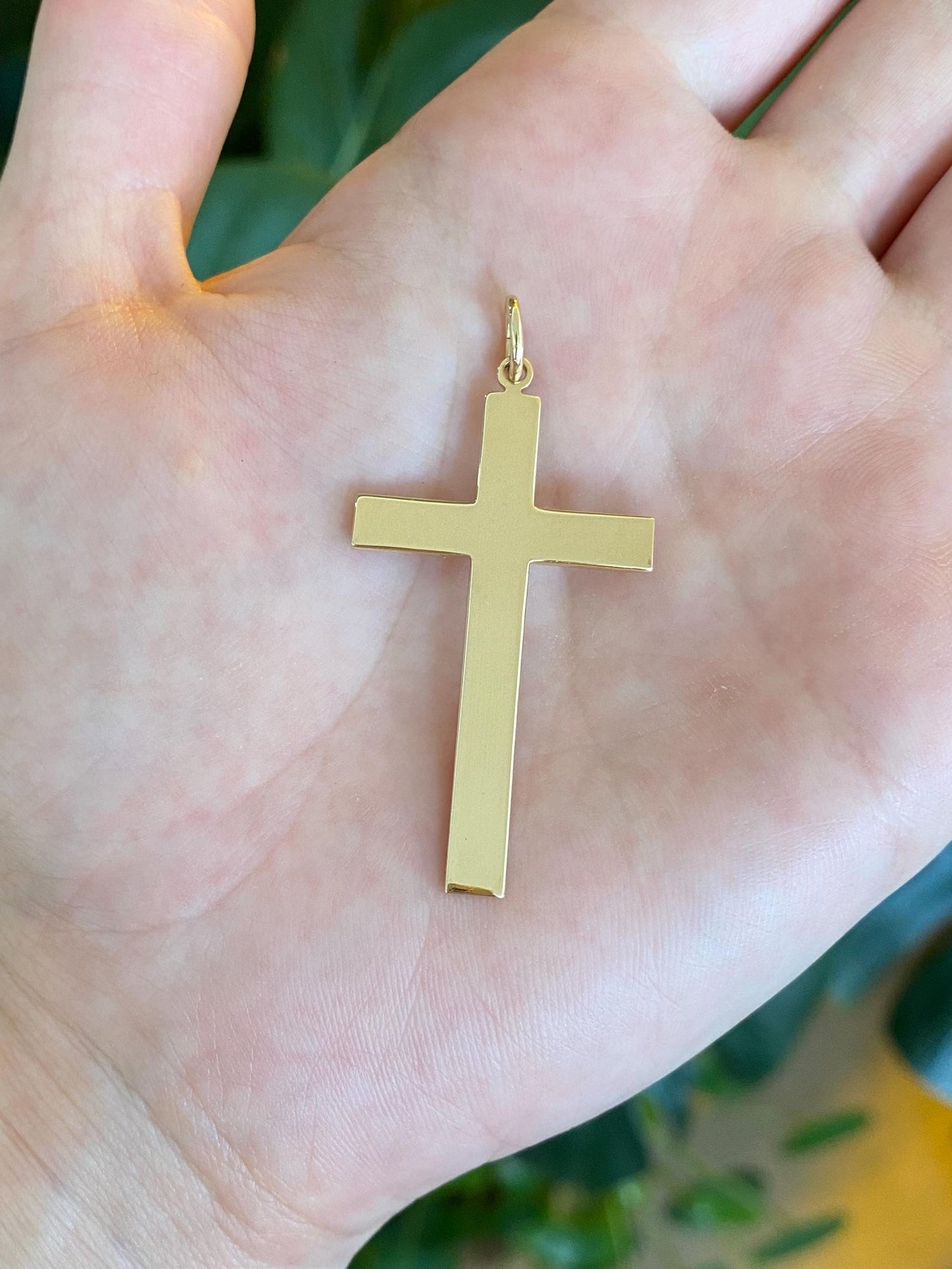 Vintage Solid 14k Yellow Gold Large Cross Charm