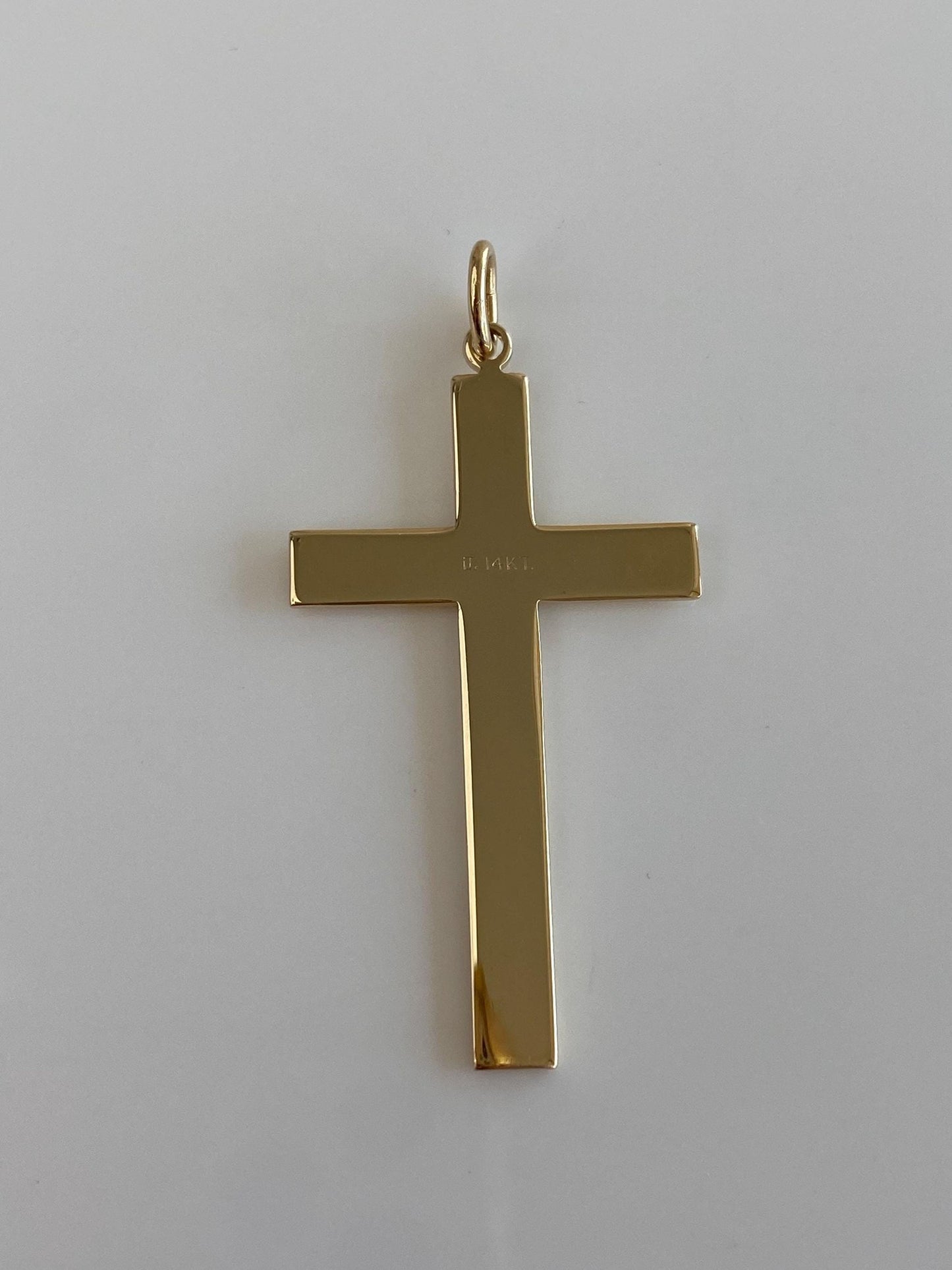 Vintage Solid 14k Yellow Gold Large Cross Charm