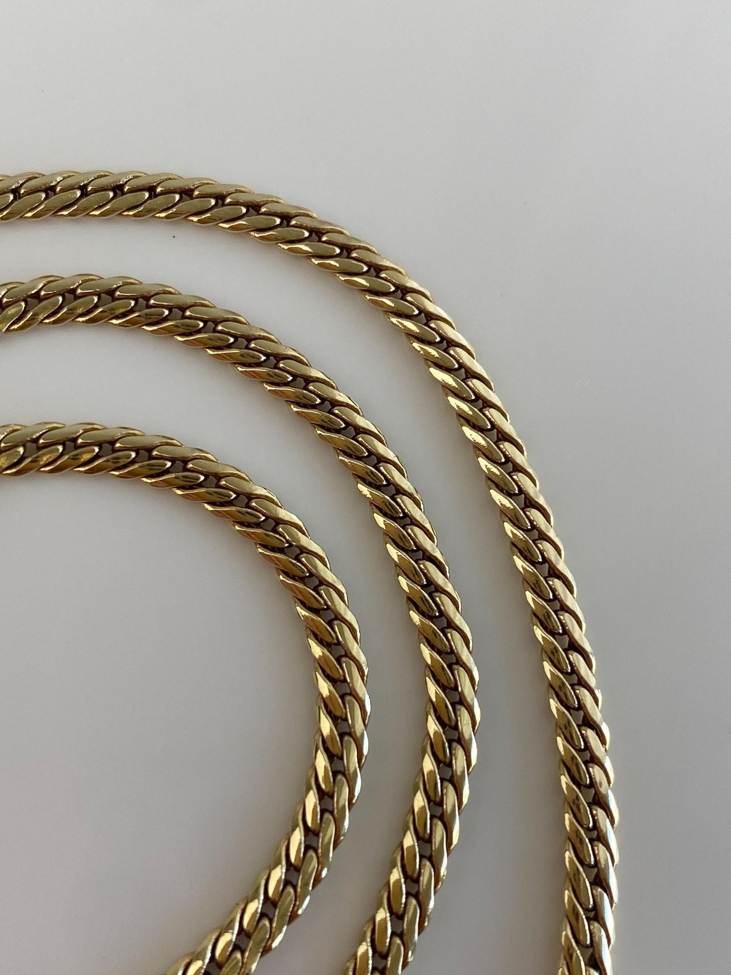 Vintage Solid 14k Yellow Gold Flat Curb Chain Necklace - 15 inches