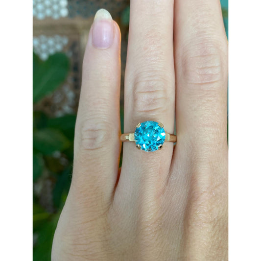 Vintage Solid 14k Rosey Gold Topaz Ring - Size 4.5