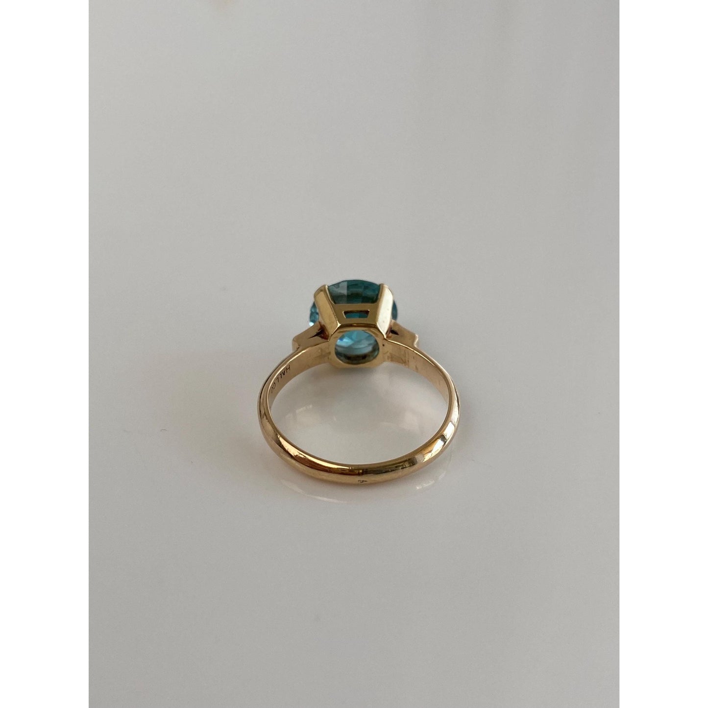 Vintage Solid 14k Rosey Gold Topaz Ring - Size 4.5
