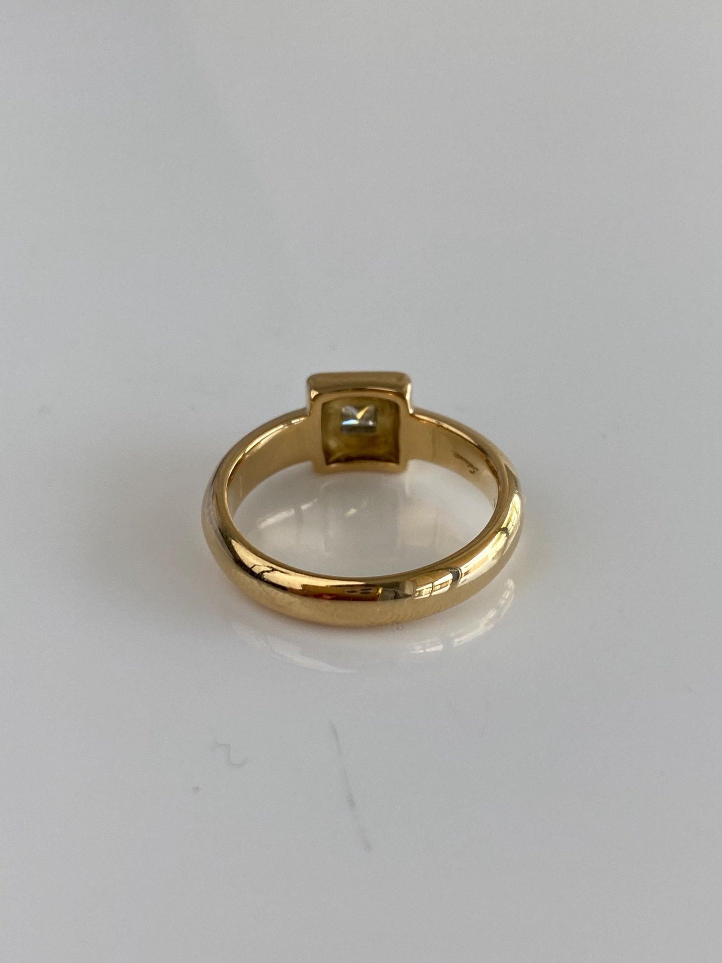 Vintage Solid 18k White & Yellow Gold Diamond Square Ring - Size 6.75