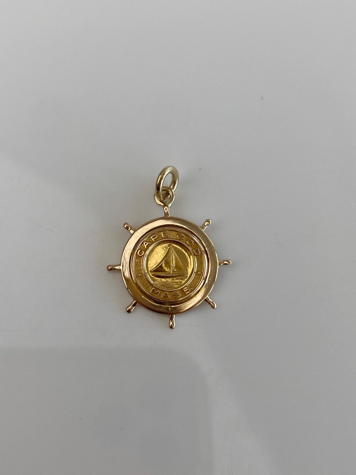 Vintage Solid 14k Yellow Gold Cape Cod, Mass. Helm Charm
