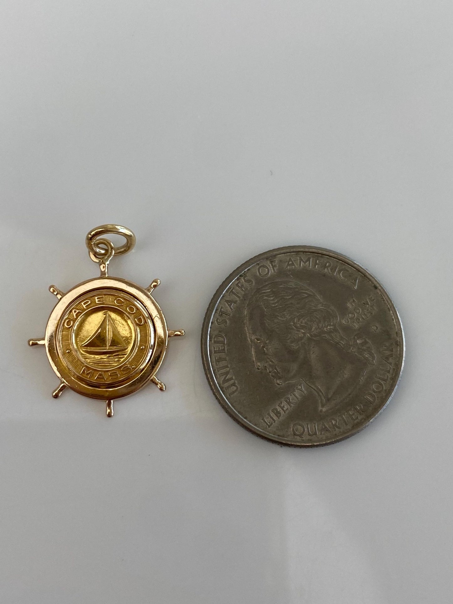 Vintage Solid 14k Yellow Gold Cape Cod, Mass. Helm Charm