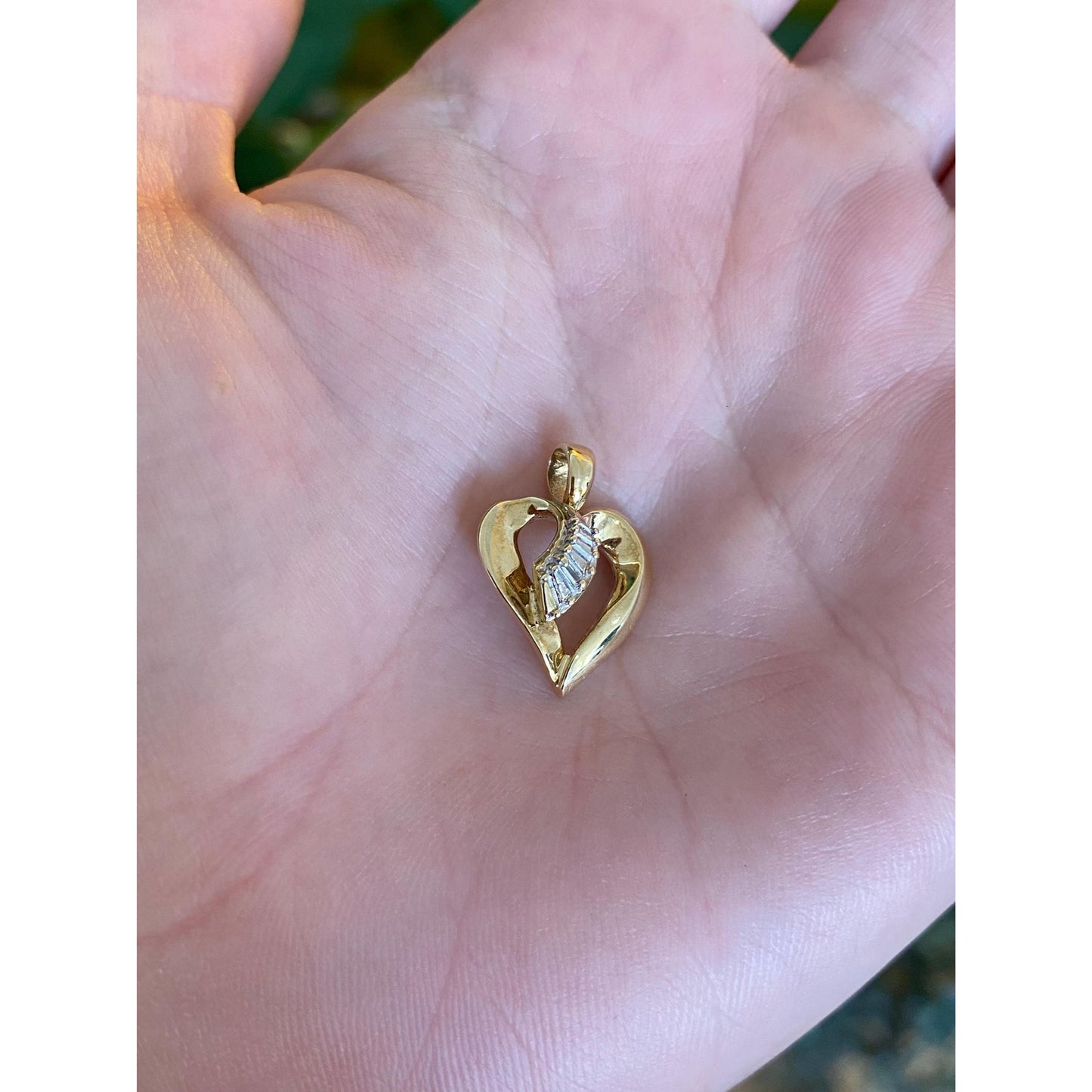 Vintage Solid 10k White & Yellow Gold Diamond Heart Charm