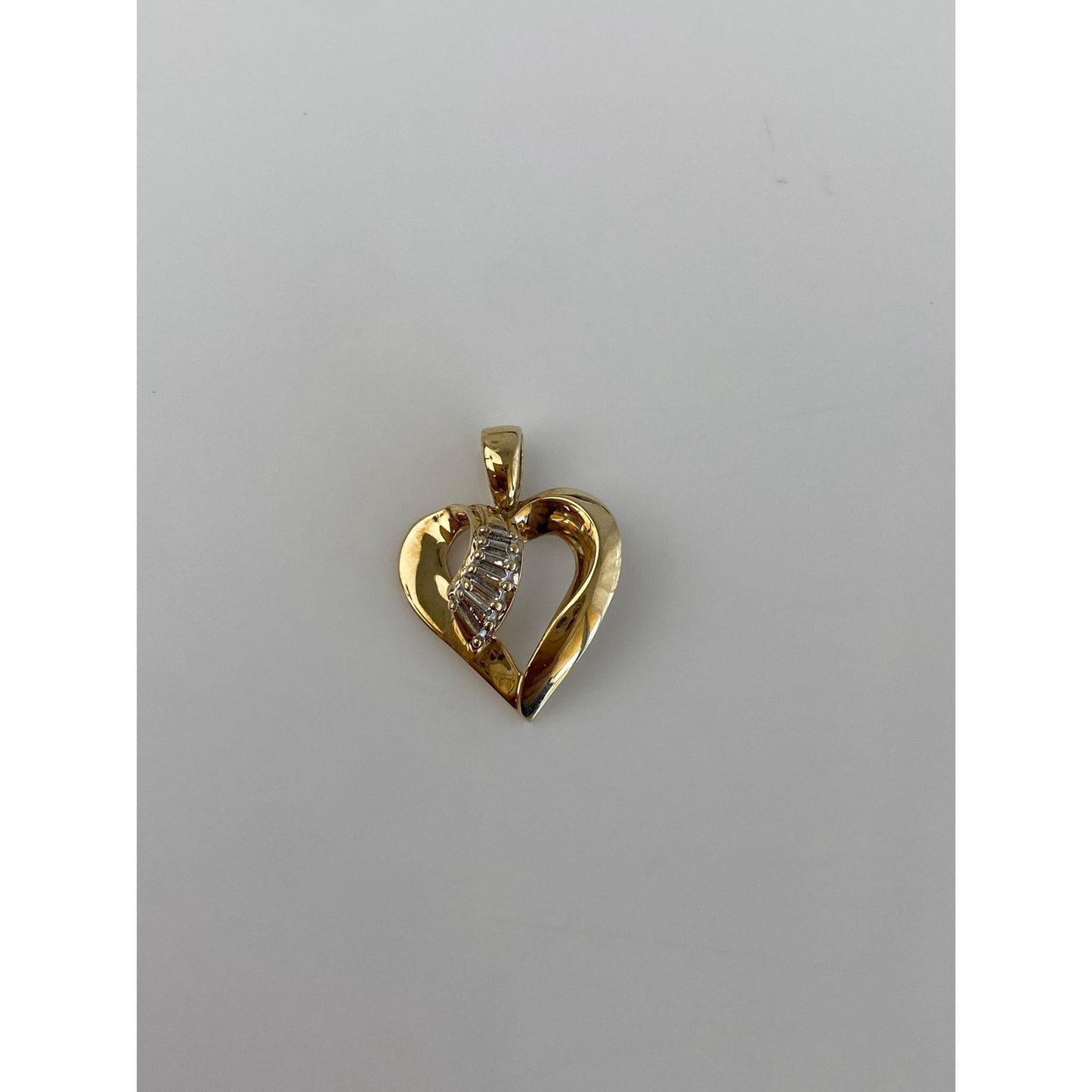 Vintage Solid 10k White & Yellow Gold Diamond Heart Charm