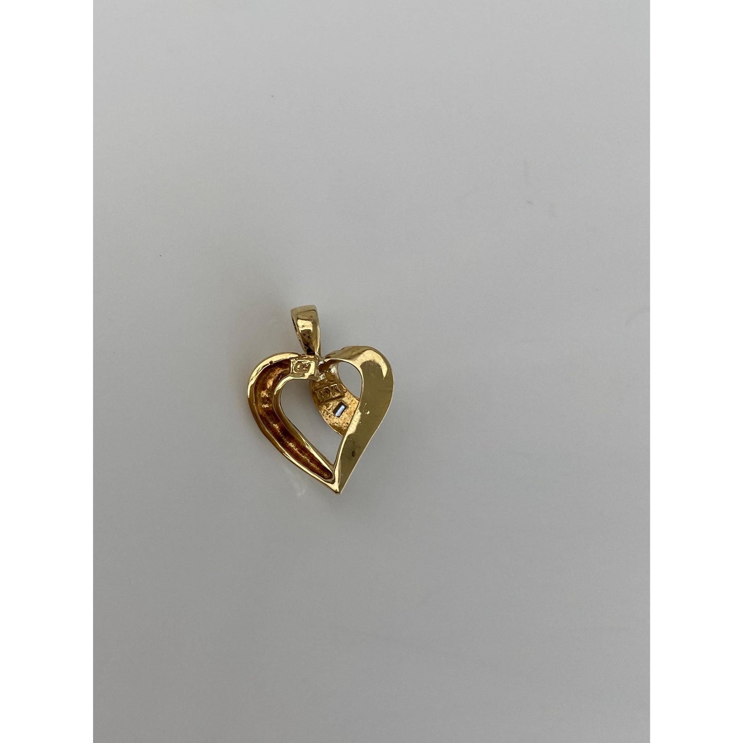 Vintage Solid 10k White & Yellow Gold Diamond Heart Charm