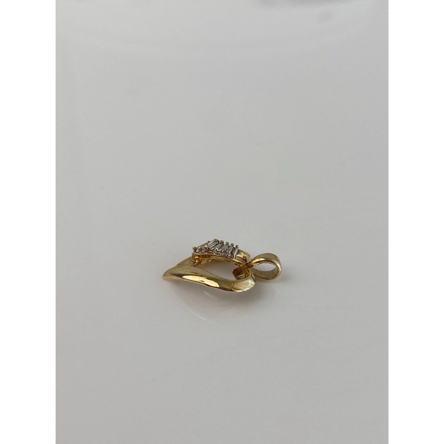 Vintage Solid 10k White & Yellow Gold Diamond Heart Charm