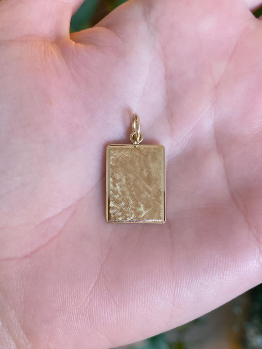 Vintage Solid 14k Yellow Gold Crosshatch Cufflink Conversion Charm