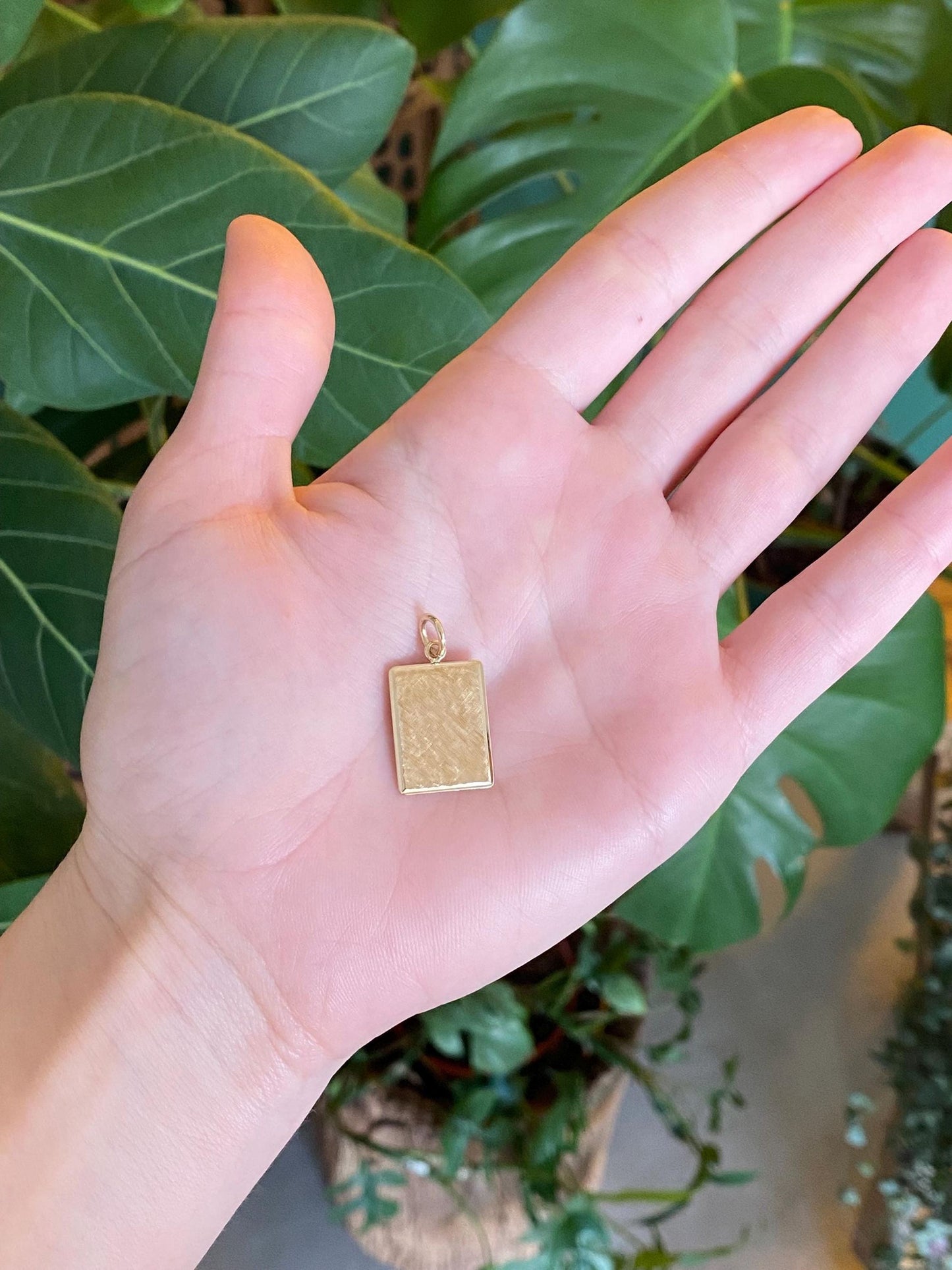 Vintage Solid 14k Yellow Gold Crosshatch Cufflink Conversion Charm