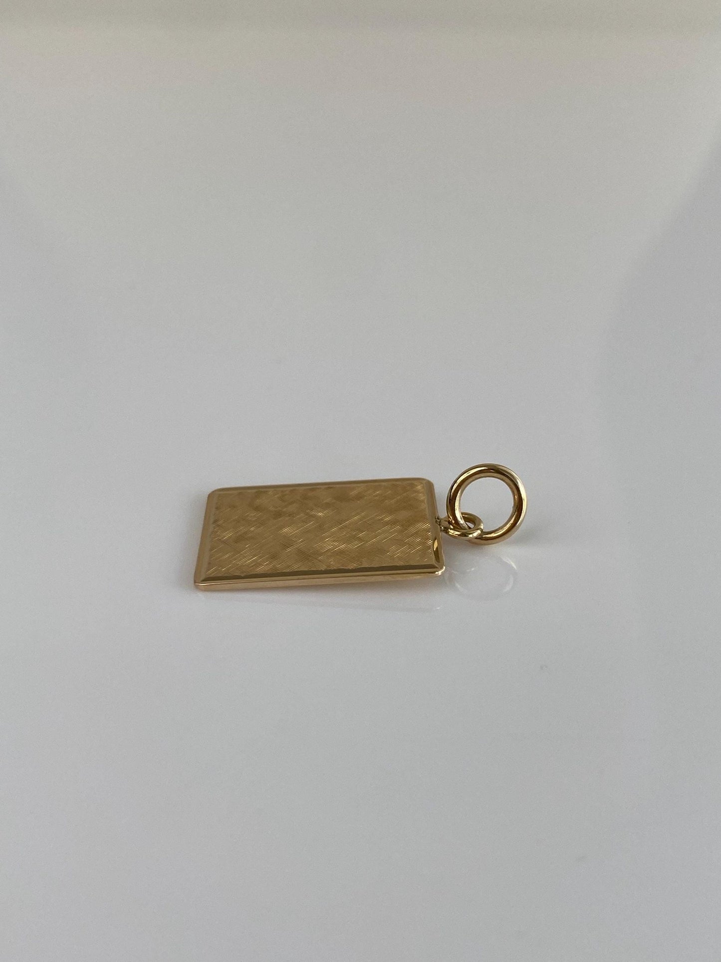 Vintage Solid 14k Yellow Gold Crosshatch Cufflink Conversion Charm