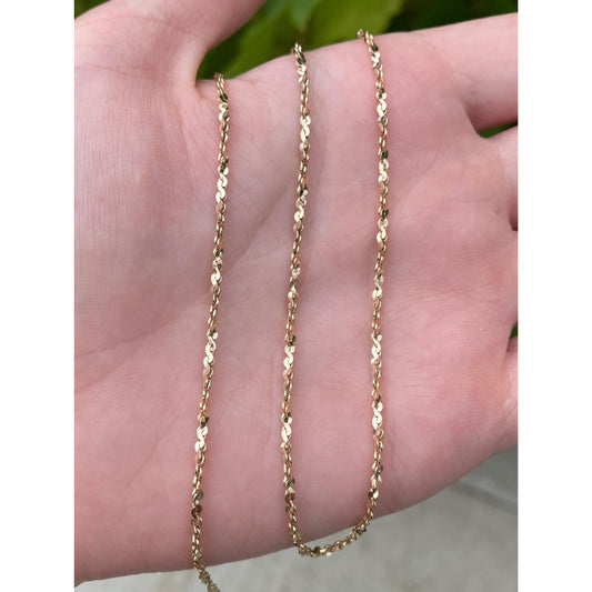 Vintage Solid 10k Yellow Gold Twist Chain Necklace - 18 inches