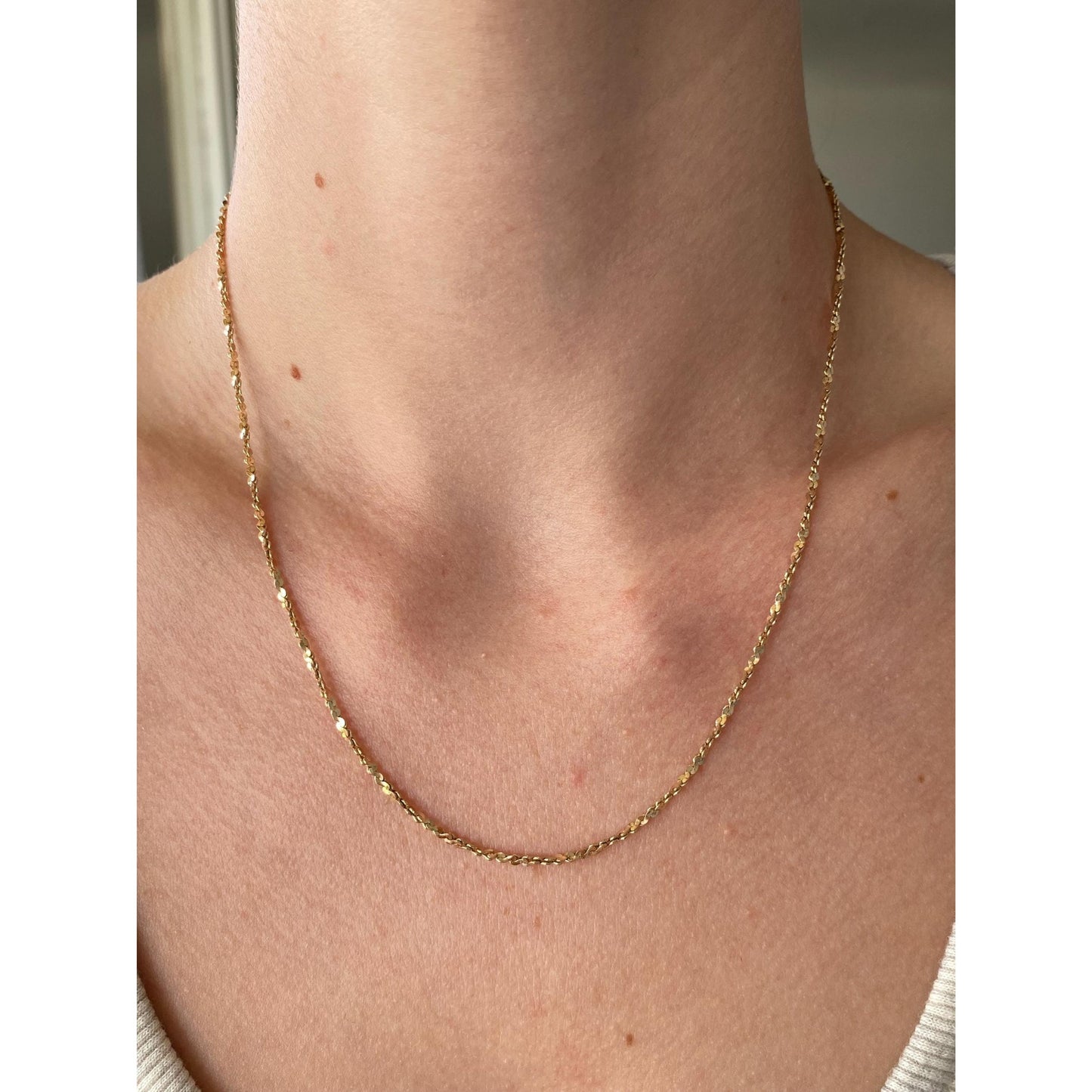Vintage Solid 10k Yellow Gold Twist Chain Necklace - 18 inches