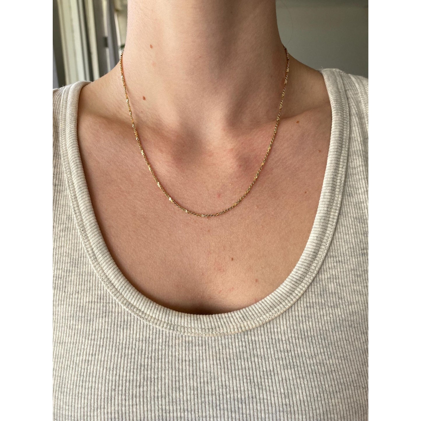 Vintage Solid 10k Yellow Gold Twist Chain Necklace - 18 inches