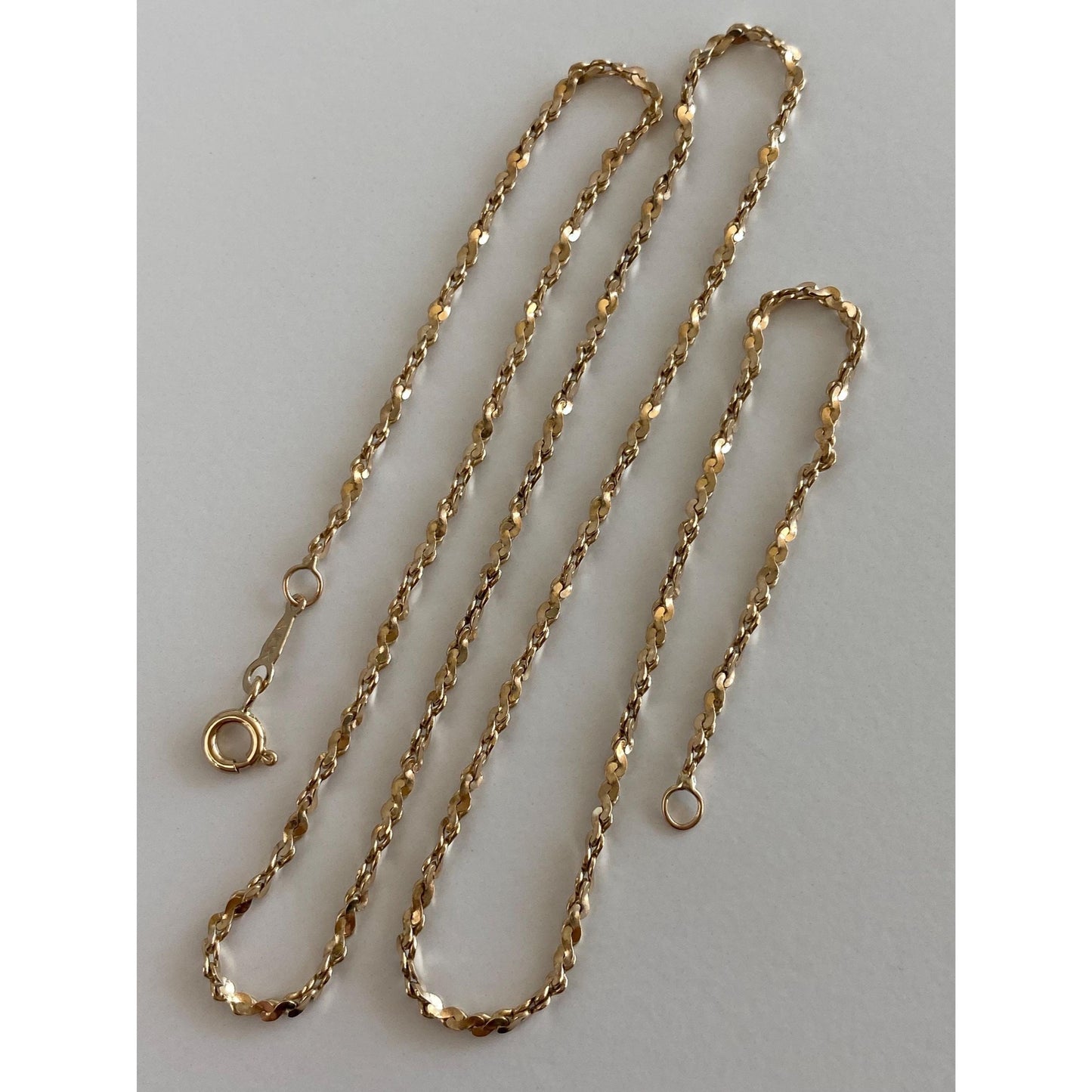 Vintage Solid 10k Yellow Gold Twist Chain Necklace - 18 inches