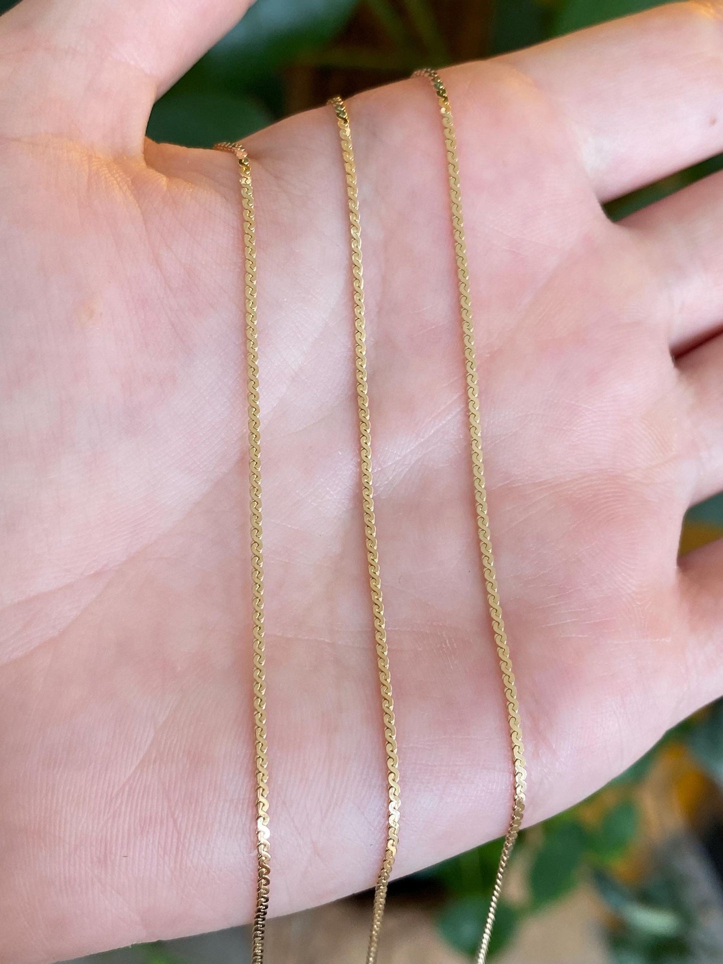 Vintage Solid 14k Yellow Gold Serpentine Chain Necklace - 24 inches