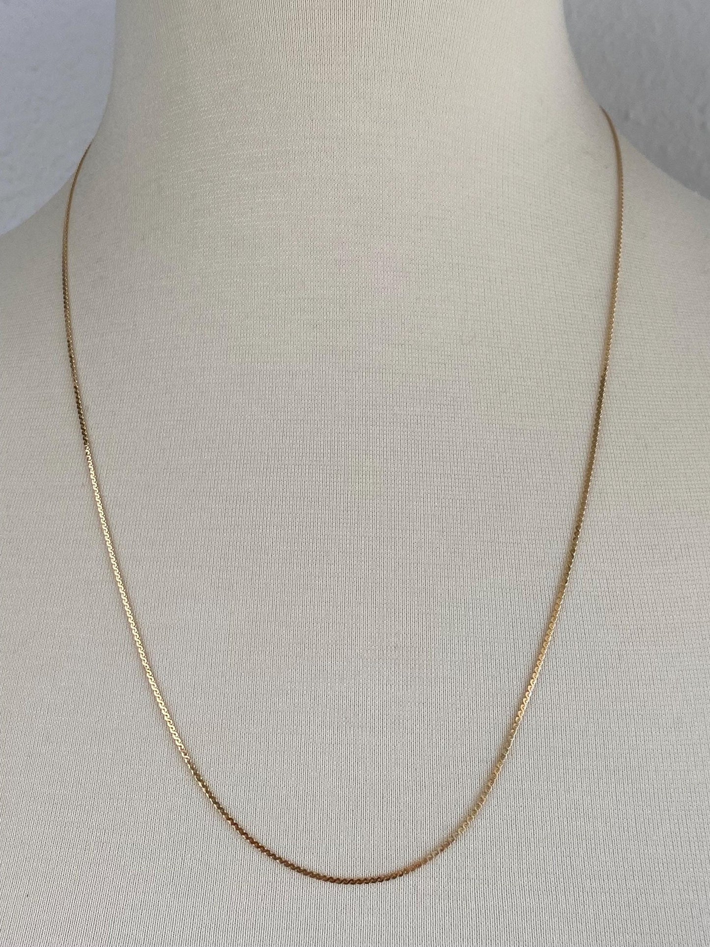 Vintage Solid 14k Yellow Gold Serpentine Chain Necklace - 24 inches