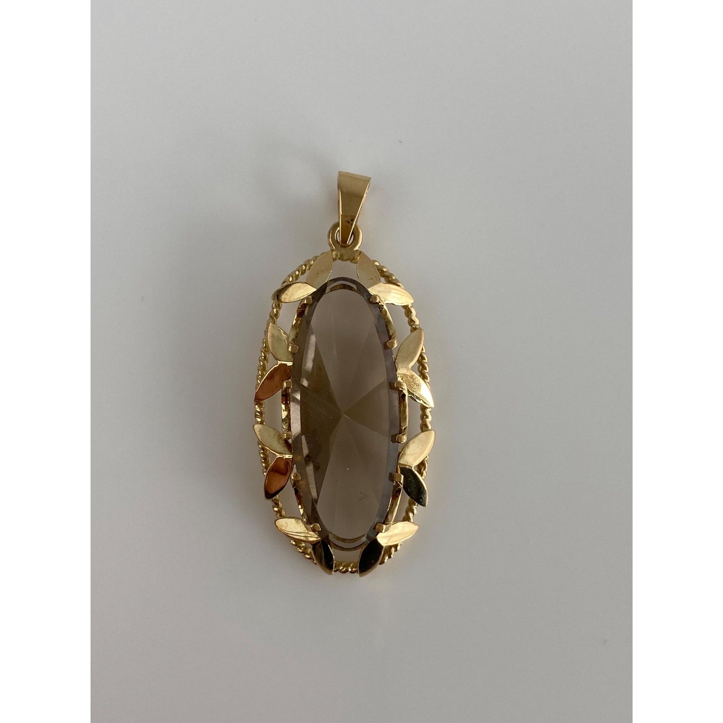 Vintage Solid 18k Yellow Gold Fancy Cut Smokey Quartz Charm