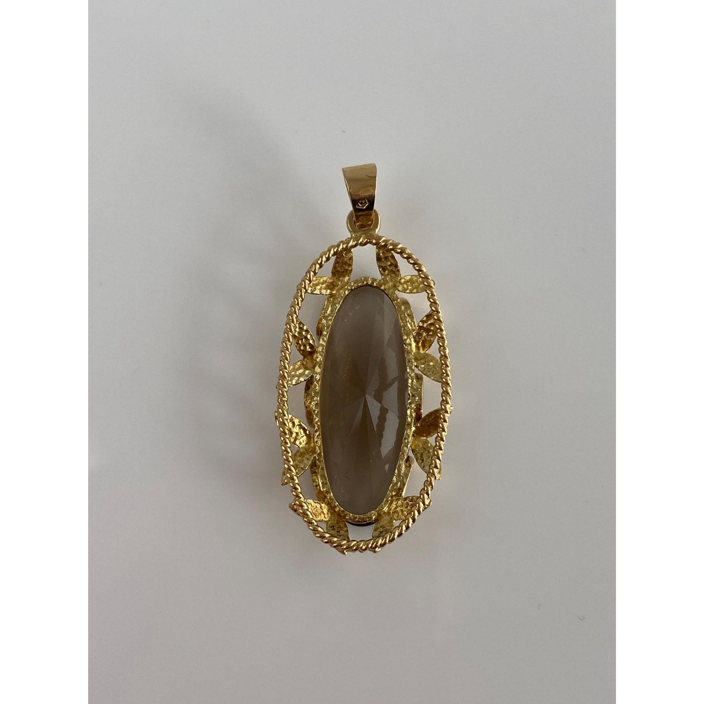 Vintage Solid 18k Yellow Gold Fancy Cut Smokey Quartz Charm