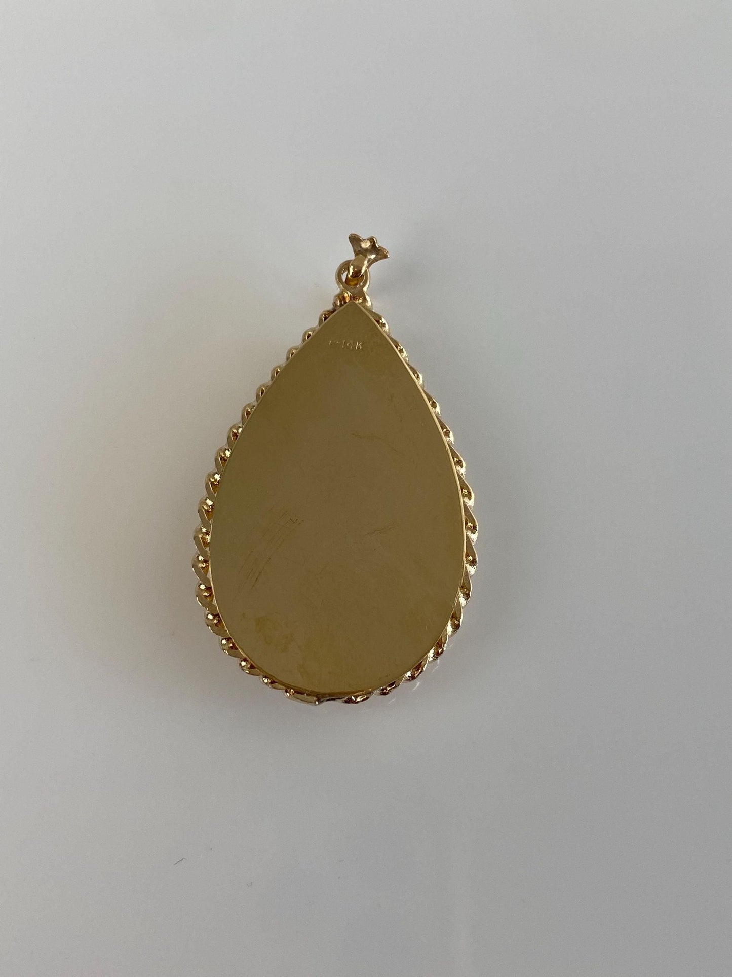 Vintage Solid 14k Yellow Gold Star Set Clear Quartz Teardrop Locket Charm