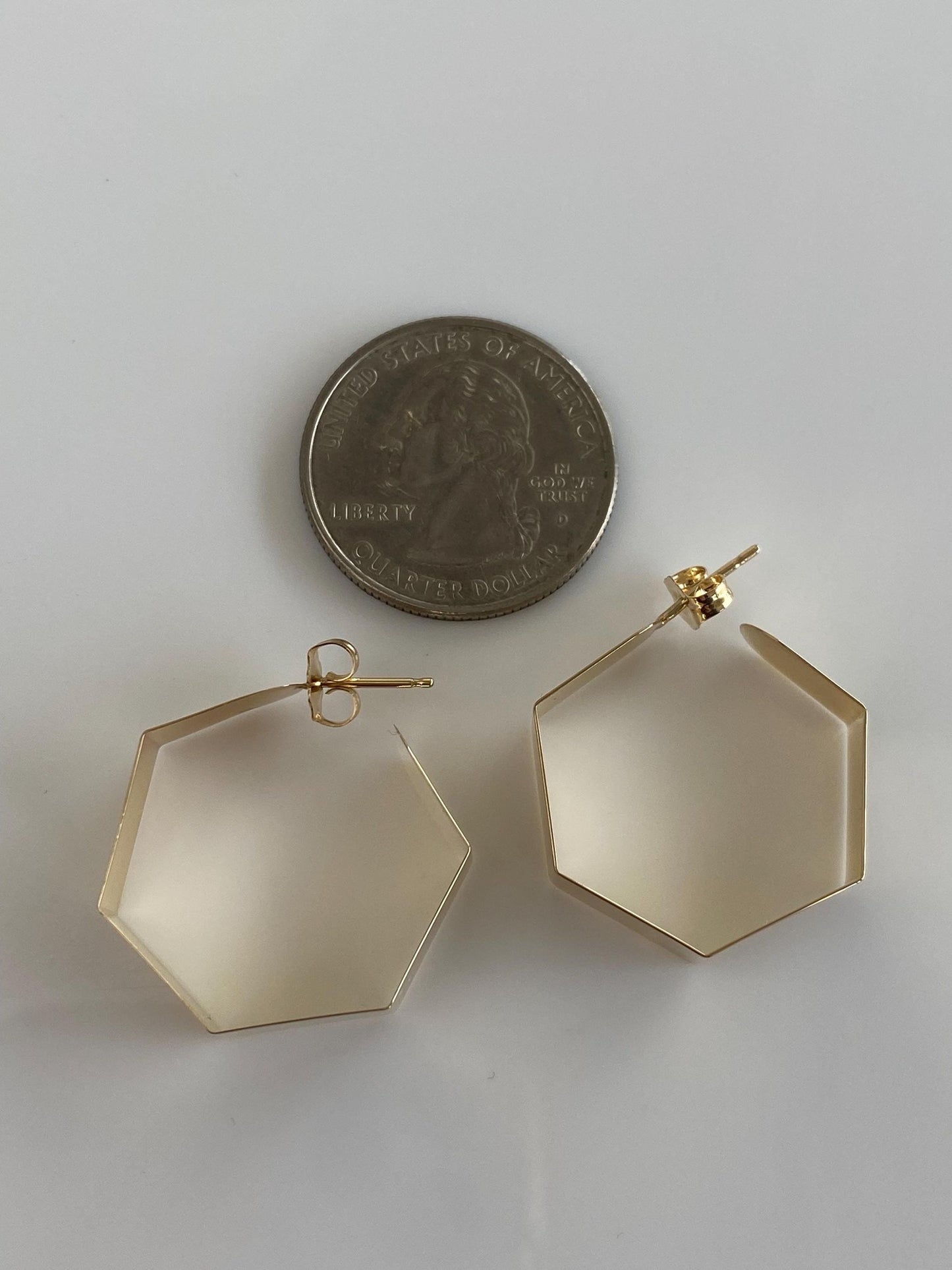 Vintage Solid 14k Yellow Gold Octagonal Hoop Earrings