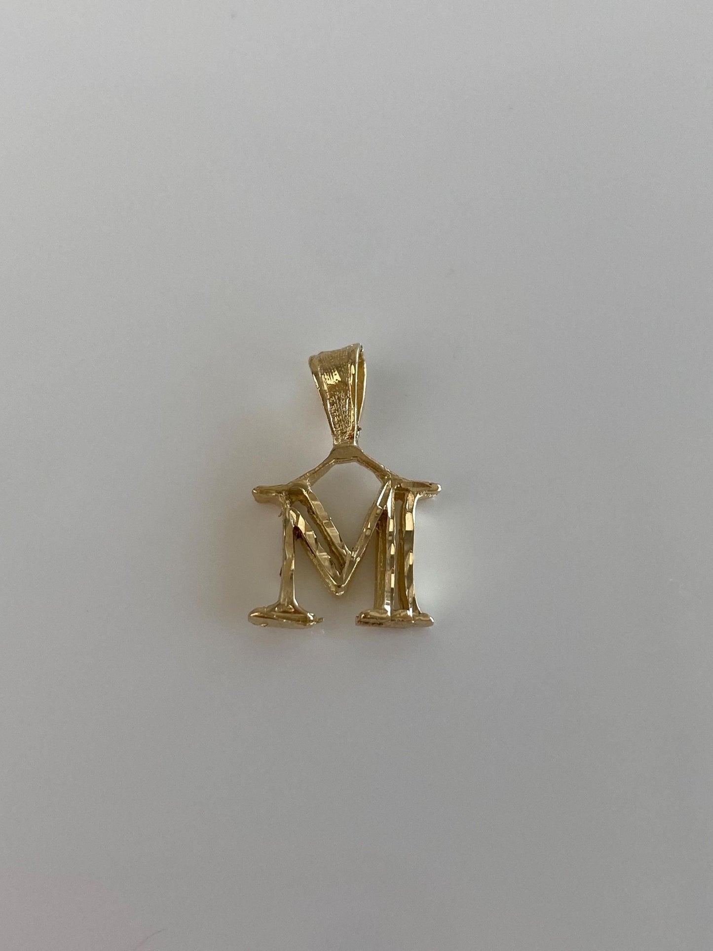 Vintage Solid 10k Yellow Gold Diamond Cut Initial 'M' Charm