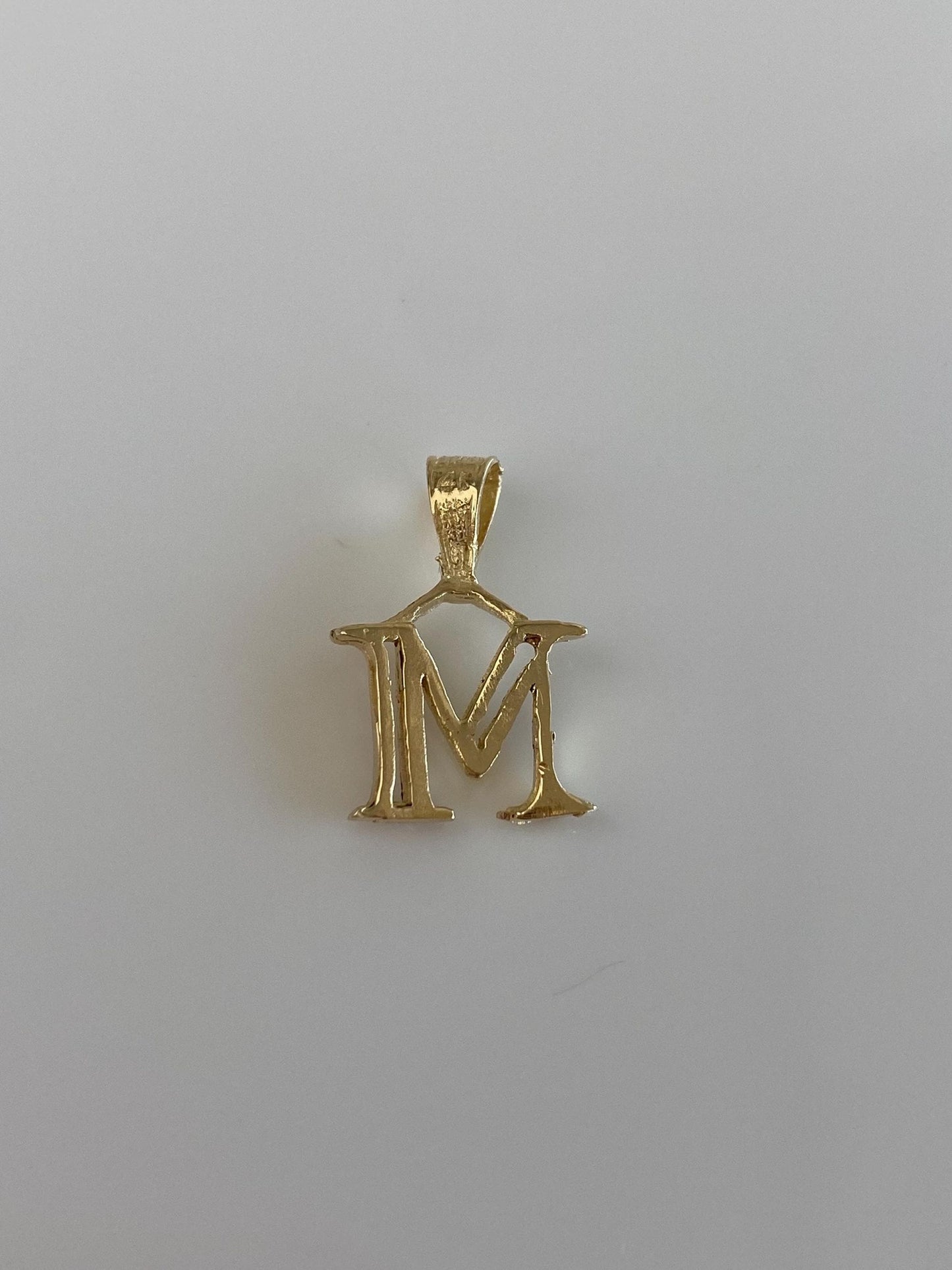 Vintage Solid 10k Yellow Gold Diamond Cut Initial 'M' Charm