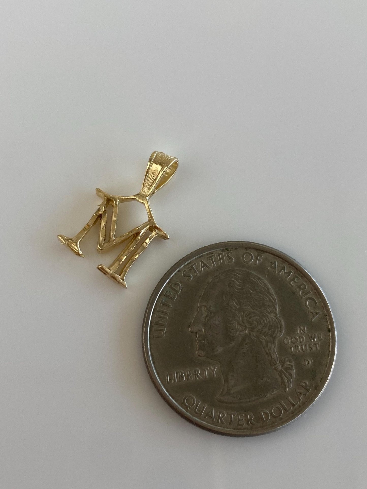 Vintage Solid 10k Yellow Gold Diamond Cut Initial 'M' Charm