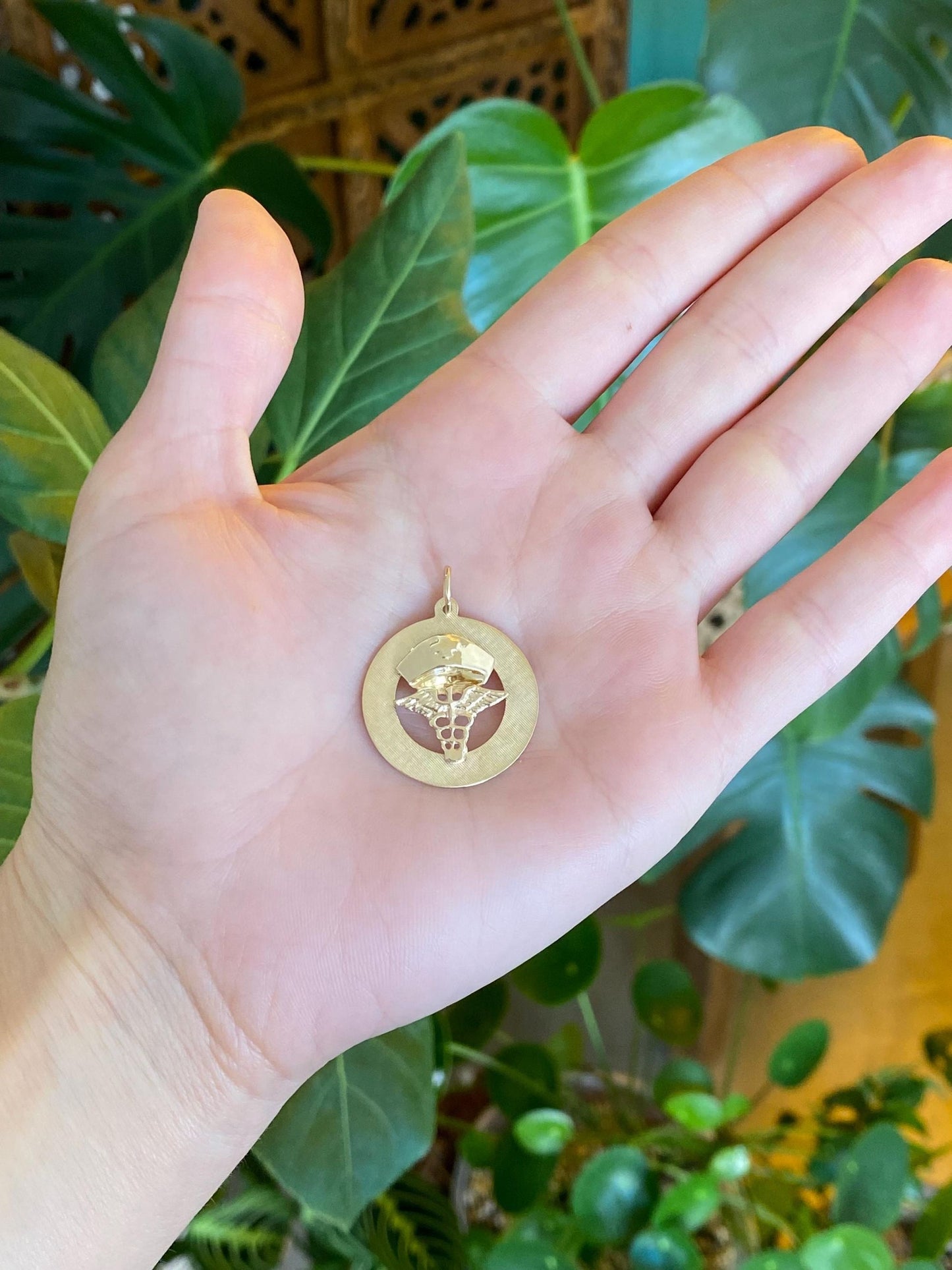 Vintage Solid 14k Yellow Gold Nurse Charm