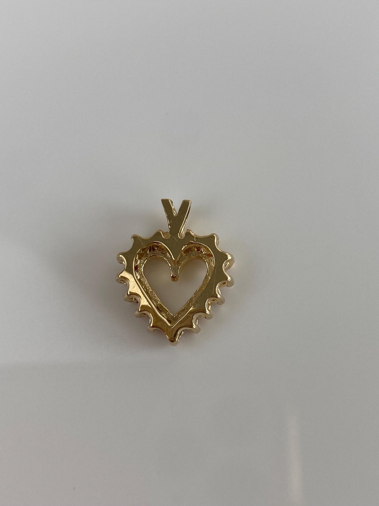 Vintage Solid 14k Yellow Gold Ruby Diamond Heart Charm