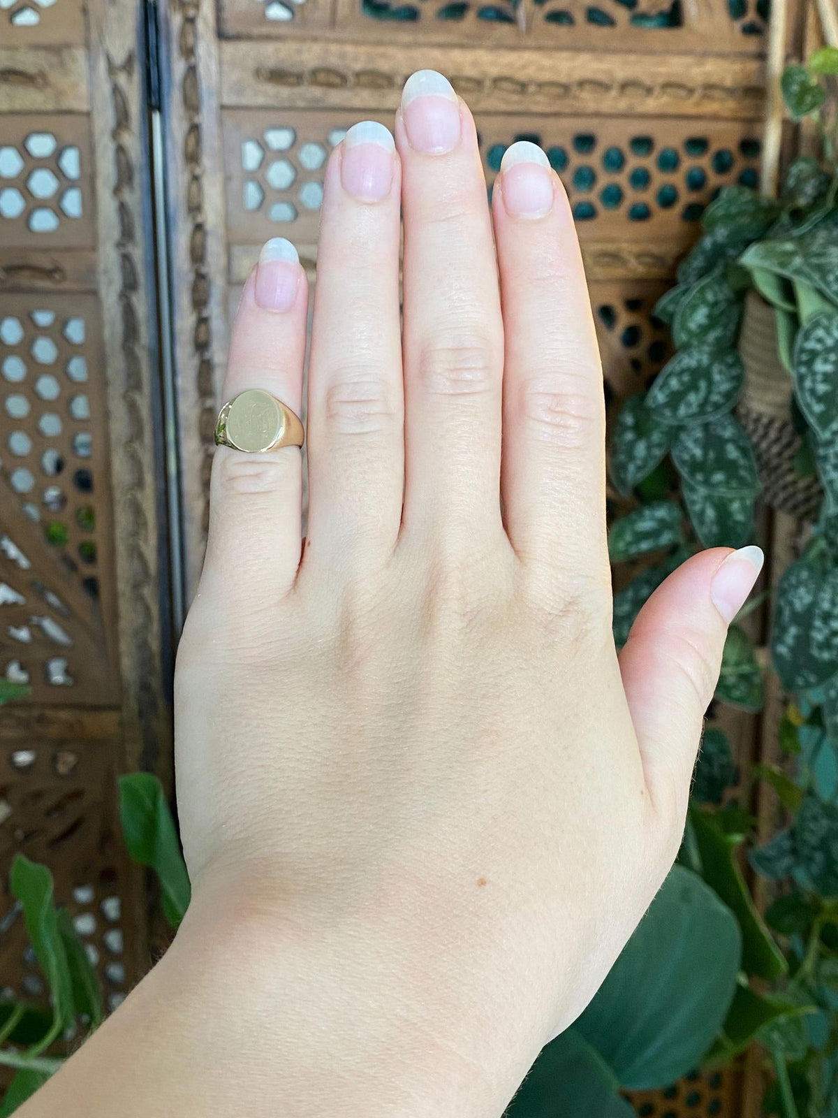 Vintage Solid 10k Yellow Gold Monogram Signet Ring - Size 3